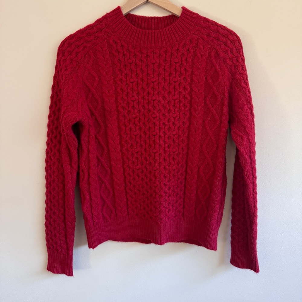 Ann Taylor Classic Red Cable Knit Sweater